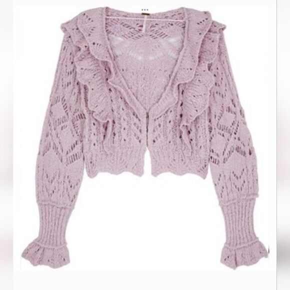 Free People Avery Cardi in Orchid Dust Lavender - Picture 2 of 10